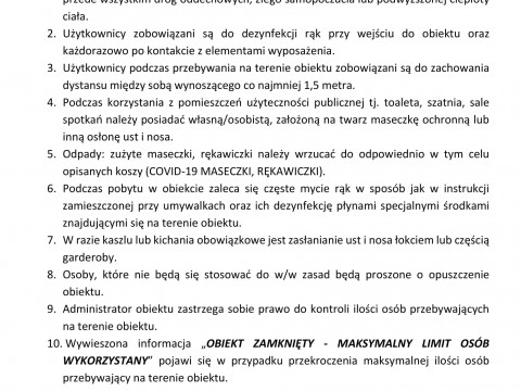 Zasady bezpiecznego korzystania z obiektów MOSiR w Zabrzu w czasie pandemii COVID-19